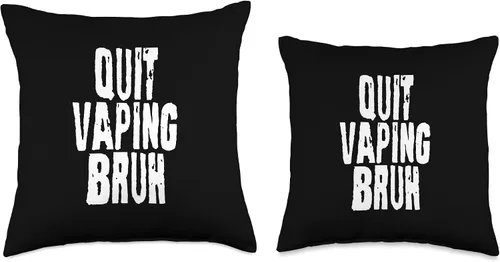 Vista 3 de Anti Vape Awareness Quit Vaping Bruh Quit Bruh Funny - Almohada antivape para concientización, 16 x 16 pulgadas, multicolor