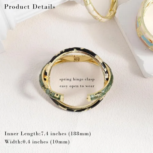 Vista 6 de Pulsera de flores vintage Chinoiserie Cloisonne para verano, elegante, vibrante, joyería étnica, regalos para mujeres, mejor amiga, mamá, hermana