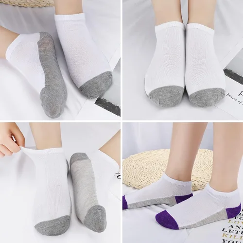 Vista 3 de Auranso 12 pares de calcetines atléticos transpirables para niños y niñas de algodón de corte bajo