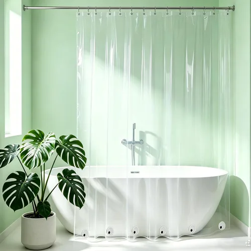 Vista 34 de Cortina de ducha corta transparente de 60 pulgadas de largo, forro de cortina de ducha corta de plástico EVA 7G, 60 pulgadas de largo para baño