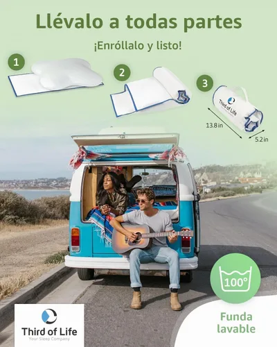 Vista 6 de Almohada para dormir lateral ACAMAR Aloe Vera Soporte de espuma viscoelástica para aliviar el dolor Funda de almohada para cuidado de la piel
