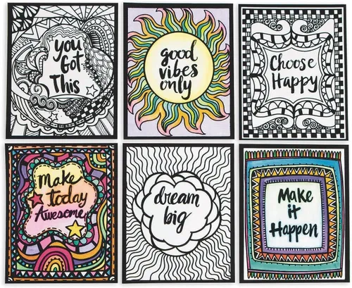 Vista 2 de S&S Worldwide Think Positive - Pósteres artísticos de terciopelo, 4 de cada uno de 6 diseños, citas inspiradoras, cartulina de 8 x 10 pulgadas