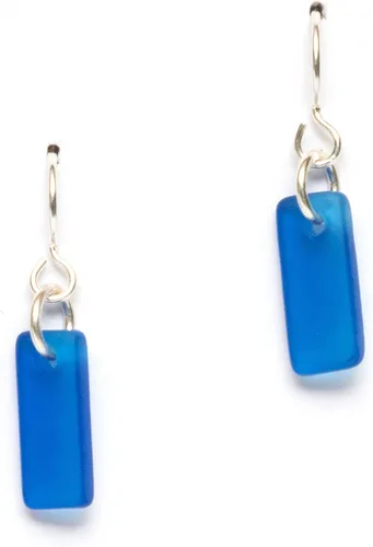 Vista 8 de Pendientes de cristal de mar Murmur - Pendientes de cristal de playa de alambre francés de ley para mujer de EcoSeaCo, utilizando