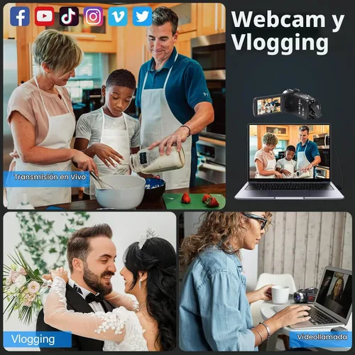 Vista 5 de Gcasio 8K 64MP videocámara cámara de vídeo 18X zoom digital YouTube Vlogging Cámara web IR visión nocturna WiFi 3.0 "Videocámaras con pantalla