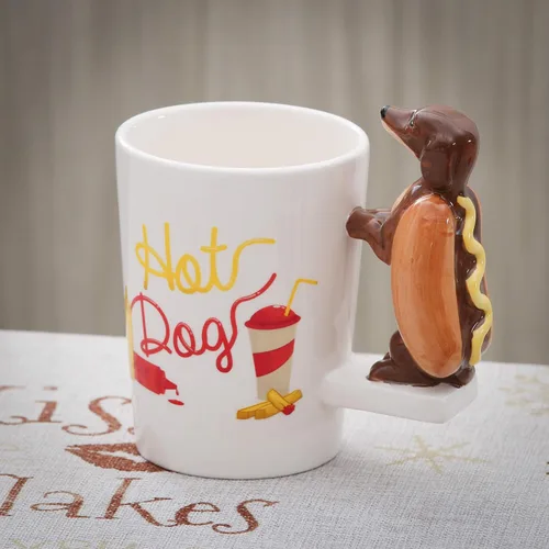 Vista 5 de Taza de cerámica para el hogar y la oficina, taza creativa de animales 3D de porcelana con asa para café, té, jugo, leche y agua, 13.5 onzas, taza