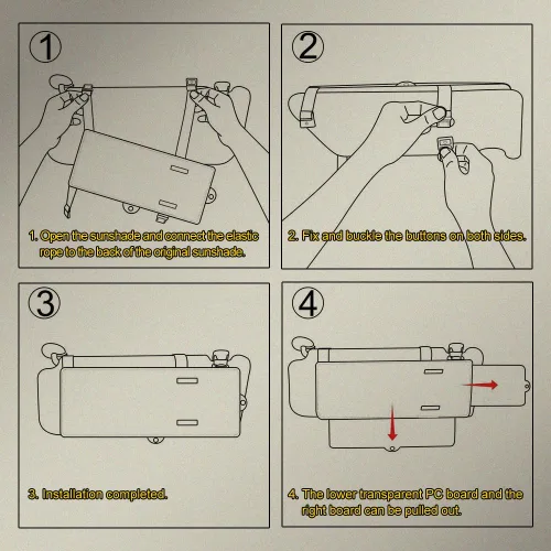 Vista 4 de Extensión de Visera Solar Polarizada para Automóvil con Lente de PC y Parasol Lateral, Visera Antirreflejo para Parabrisas - Universal para la Negro