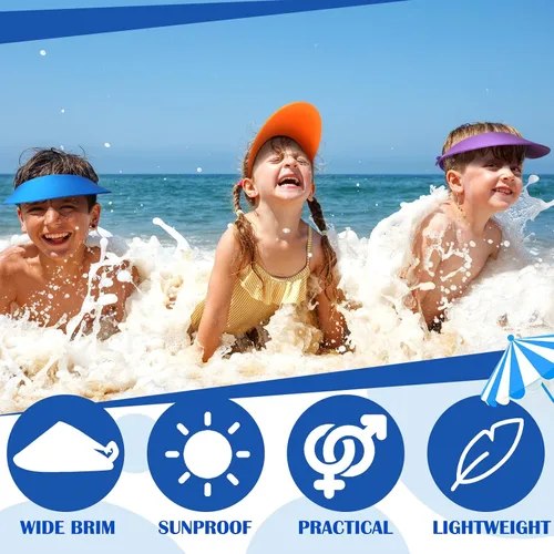 Vista 5 de Yahenda Viseras de espuma para niños a granel con bandas de bobina, viseras artesanales, coloridos sombreros de verano para niños y niñas