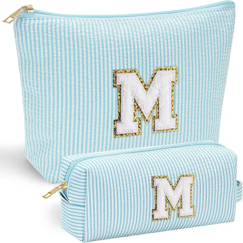 Vista 126 de YOOLIFE Regalos del Día de la Madre para Mujeres, Bolsa de Maquillaje con Iniciales, Bolsa de Maquillaje para Viaje, Bolsa de Maquillaje Negro