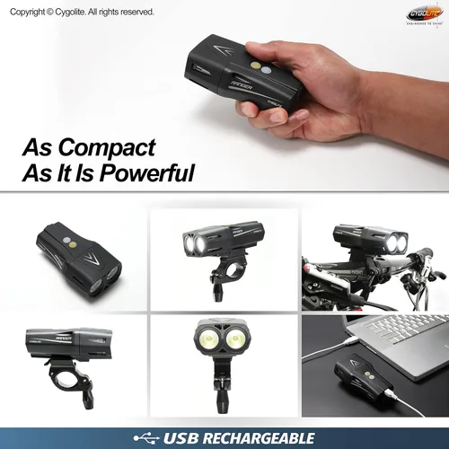 Vista 6 de Cygolite Ranger 2000, 1800, 1500 Lumen Endurance Bike Lights - Ultra High Run Time, 9 Light Modes, Fine Tuneable Brightness, IP67 Waterproof, USB