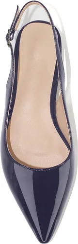 Vista 4 de MODENCOCO Zapatos planos de ballet con correa de tobillo para mujer, diseño de charol y punta cuadrada