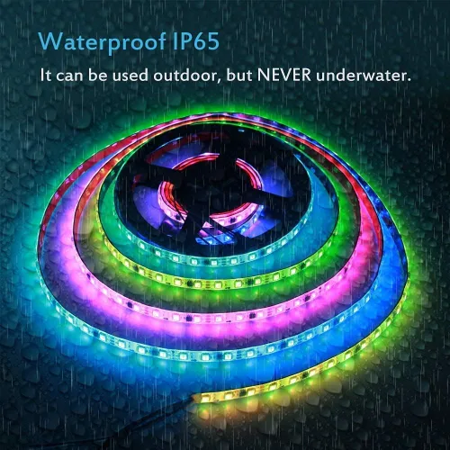 Vista 4 de ALITOVE WS2811 Dream Color RGB - Tira de luces LED Bluetooth, control de aplicación Bluetooth, tira de luz LED direccionable de 300 LED de 16.4 pies
