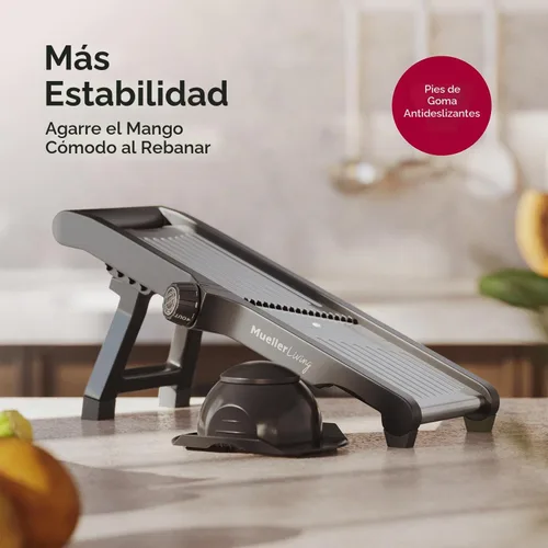 Vista 8 de MuellerLiving Mandoline Slicer para cocina, acero inoxidable, rebanar o corte juliana, picadora de verduras, rebanadora de frutas