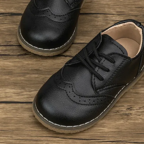 Vista 7 de Meckior Zapatos de vestir para niños y niñas pequeños, zapatos Oxford para boda, iglesia, zapatos de vestir de piel sintética, con cordones