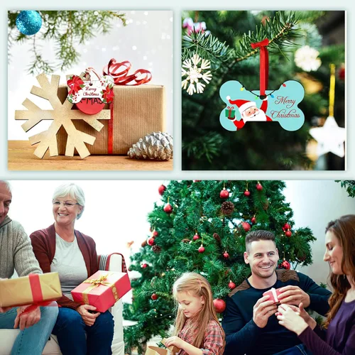 Vista 5 de Adornos de Navidad personalizados con foto, 1-150 paquetes de imágenes de texto con nombre de logotipo personalizado para bodas de Navidad
