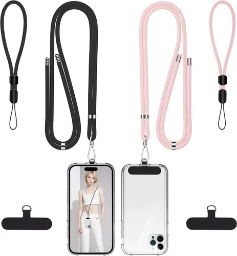Vista 11 de Cordon para teléfono celular, cordon cruzado para teléfono con correa de cuello ajustable y paquete de 2 correas de muñeca para teléfono con parches