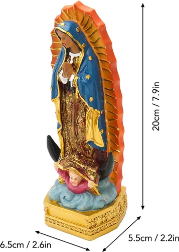 Vista 6 de Estatua de Guadalupe, hermosos detalles estatua cristiana elegante pintada a mano para el hogar