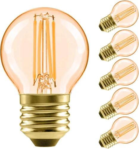 Vista 12 de LVWIT Bombilla de filamento LED G14, equivalente a 60 W, blanco cálido de 4.5W-Transparente