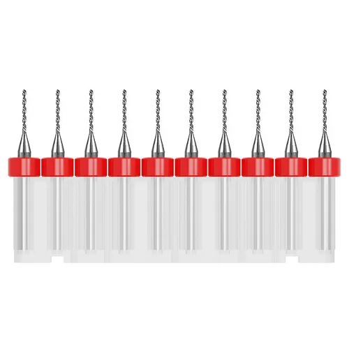 Vista 9 de Juego de 10 brocas para PCB, vástago de 1/8 "0.01 in Micro Twist Bit Carburo de flauta espiral para placa de circuito de impresión Piedra Dremel