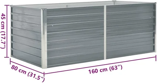 Vista 3 de vidaXL Cama de jardín elevada, cama de flores elevada, maceta de acero galvanizado, maceta al aire libre para patio, jardín, verduras, hierbas, gris