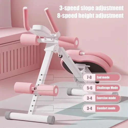 Vista 11 de Máquina de abdominales, equipo de entrenamiento abdominal, máquina de entrenamiento abdominal ajustable de 5 niveles con pantalla LCD, equipo de Rosa
