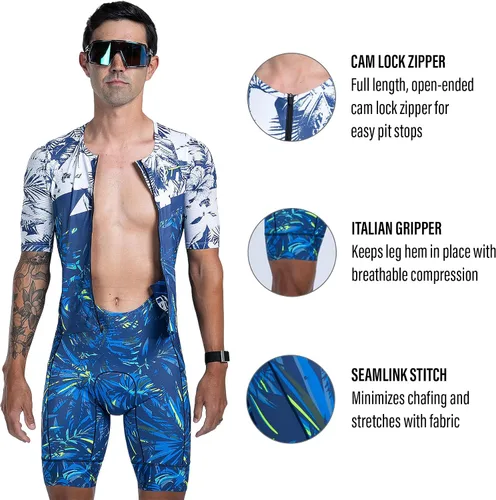 Vista 3 de Zoot LTD Tri Aero Fz - Traje de carreras para hombre, manga corta, aerodinámico, ciclismo, carrera, natación, ciclismo, correr, tri, con bolsillos