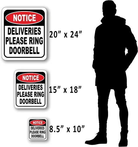 Vista 2 de Aviso Entregas Please Ring Doorbell - Letrero compuesto de aluminio de 8.5 x 10 pulgadas, instrucciones de entrega para mis paquetes, compuesto