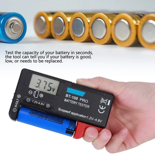 Vista 5 de Walfront BT‑168PRO - Comprobador de batería para pilas de botón (batería de 1,2 ~ 4,8 V, 9 V, pantalla LCD digital)