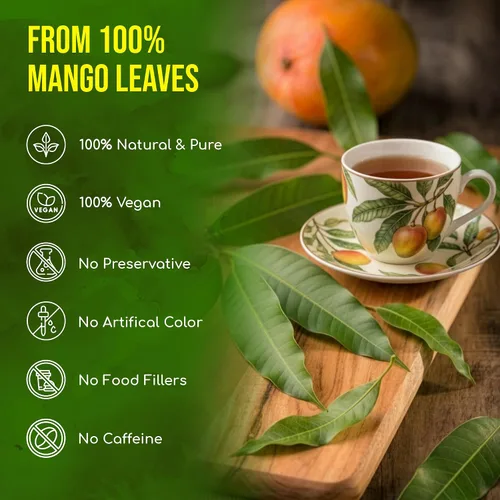 Vista 4 de FreshDrinkUS, Más de 140 hojas enteras de mango secas, 100% natural y puro de té de hojas de mango secas, sin aditivos, sin cafeína, vegano