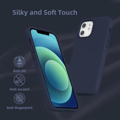 Vista 3 de Funda de silicona líquida compatible con iPhone 12/12 Pro, azul marino