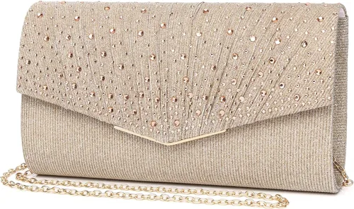 Vista 2 de Bolsos de noche para mujer con lentejuelas y purpurina para mujer bolso formal con sobre de diamantes de imitación para boda fiesta graduación