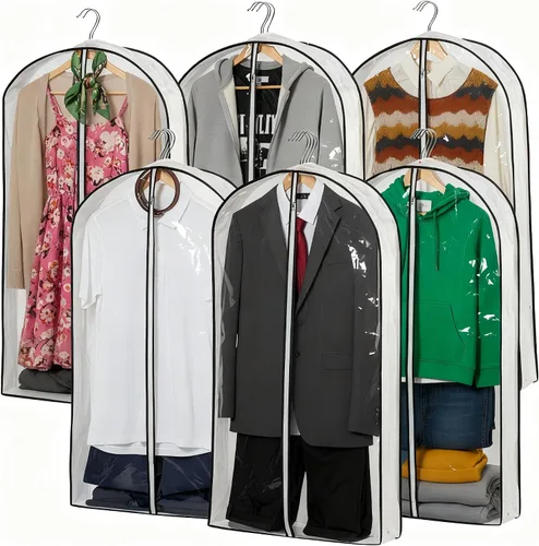 Vista 9 de Mskitchen Almacenamiento de ropa colgante con fundas reforzadas de 4 pulgadas (juego de 6) – Traje transparente, suéter, camisa, protectores