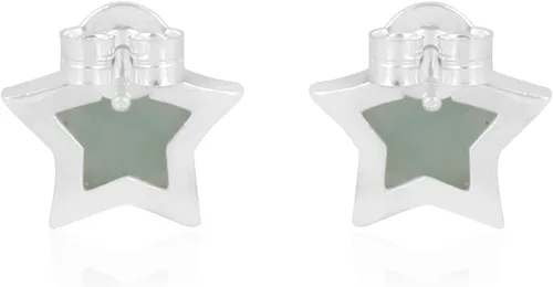 Vista 3 de Aretes de plata de ley 925 con piedras preciosas de amazonita con corte de estrella, regalo de piedra natal para ella