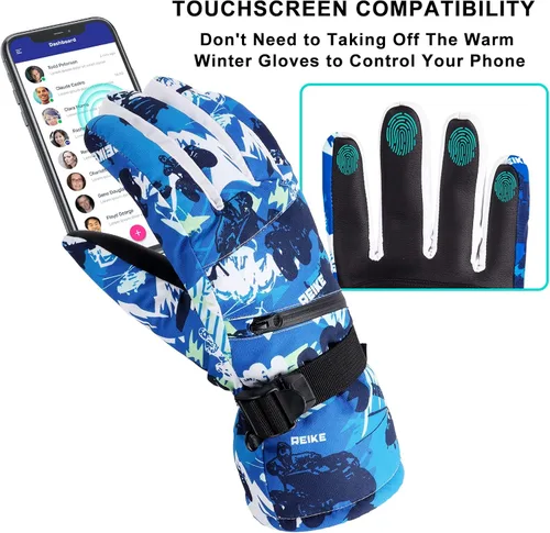 Vista 4 de Guantes de esquí para nieve, guantes de nieve para hombre, guantes de nieve impermeables para mujer, guantes de snowboard para exteriores