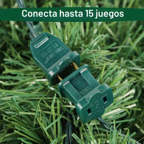 Vista 4 de Biswing Guirnalda verde de Navidad preiluminada de 15 pies, guirnaldas de pino artificial iluminadas con 35 luces multicolor, conectables e