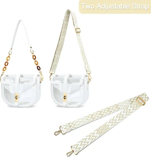 Vista 3 de KKXIU Bolso cruzado transparente para mujer, de piel vegana, aprobado para estadios, para concierto, al hombro, deportivo, bolso transparente