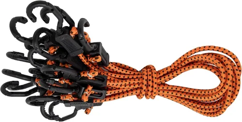 Vista 21 de Kotap MABC-18 Cuerdas elásticas ajustables multiusos con ganchos, 18 pulgadas, naranja/negro, 10