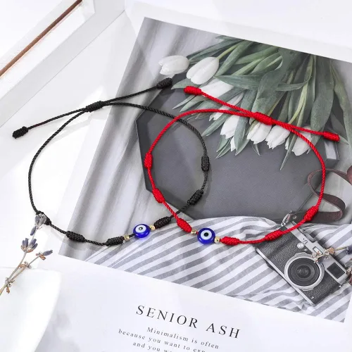 Vista 3 de Tarsus (Ver.3) Pulseras de la suerte de mal de ojo 7 nudos, amuleto de cuerda roja ajustable para mujeres y hombres