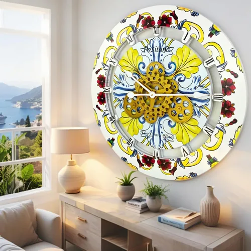 Vista 23 de ImprovingLife The Gears - Reloj de pared con engranajes móviles (Atrani, redondo de 10 pulgadas)