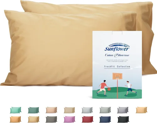 Vista 27 de Sunflower Juego de 2 fundas de almohada tamaño Queen, 100% algodón, 2 fundas de almohada Queen de 20 x 30 pulgadas, color ceniza, suaves
