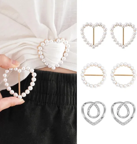 Vista 105 de 4 piezas de clip de anillo de bufanda para mujer, broche de perlas y flores, hebilla de metal para chal, accesorios de decoración para damas y niñas