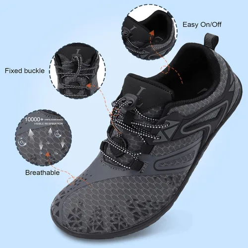 Vista 5 de L-RUN Zapatos de agua para hombre y mujer, zapatos de agua descalzos para senderismo, secado rápido, calcetines acuáticos para natación, buceo