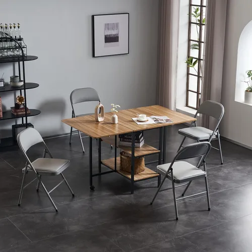 Vista 6 de Paquete de 10 sillas plegables grises con asientos acolchados, sillas plegables apilables portátiles para interiores y exteriores, asiento comercial