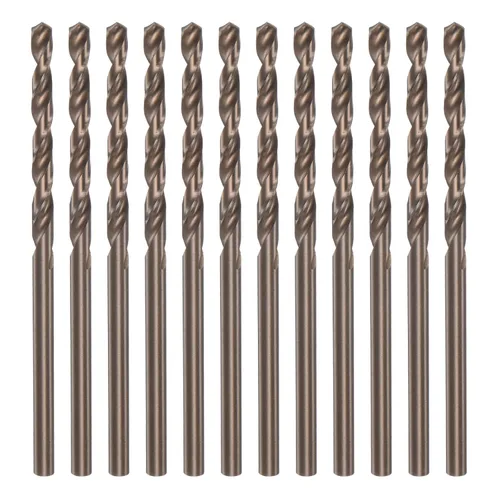 Vista 12 de HARFINGTON 12 brocas de cobalto, 0.083 in M35 de acero de alta velocidad métricas de vástago recto, brocas Jobber para metal duro, acero inoxidable
