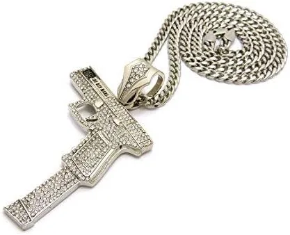 Vista 2 de Shiny Jewelers USA Colgante de mano con dije de hip hop, cubano, caja, cadena de cuerda para hombre, Metal, Circonia cúbica