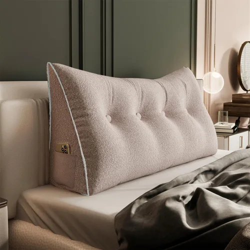 Vista 30 de Almohada de cuña doble gruesa de 8 libras para cabecero de dormitorio universitario, almohada de cuña de terciopelo con respaldo triangular