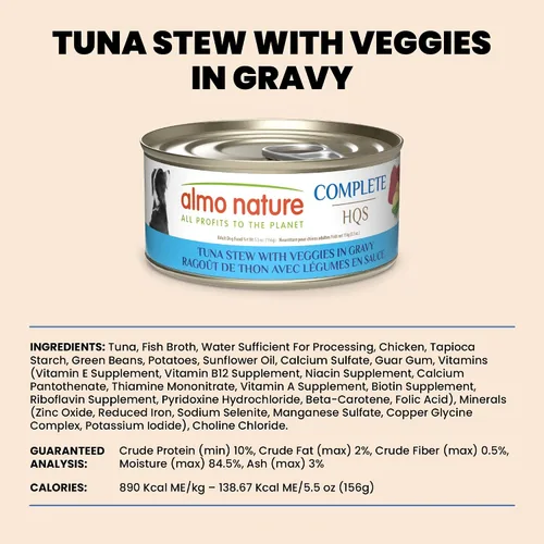 Vista 6 de almo nature HQS - Comida húmeda completa para perros, estofado de atún con verduras, 5.5 onzas, paquete de 12