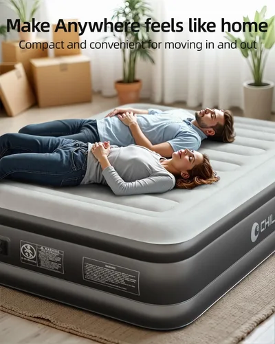 Vista 7 de CHILLSUN Colchón de aire doble con bomba incorporada, cama inflable