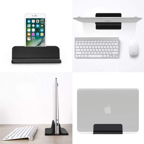 Vista 4 de Soporte vertical de escritorio con base ajustable, soporte para laptop compatible con todos los portátiles, MacBook, Surface, Dell, juegos, iPad