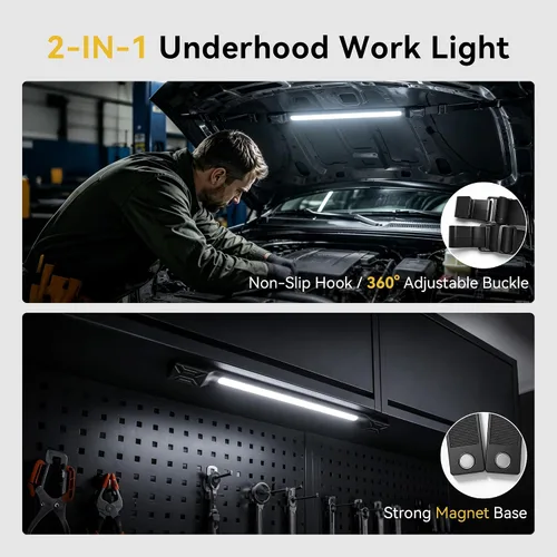 Vista 5 de CLAKAP Luz magnética flexible del trabajo bajo el capó, barra recargable