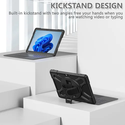 Vista 4 de Junfire Funda para Microsoft Surface Go 4 2023/Surface Go 3/Surface Go 2, a prueba de golpes, Surface Go de 10.5 pulgadas, correa de mano/soporte